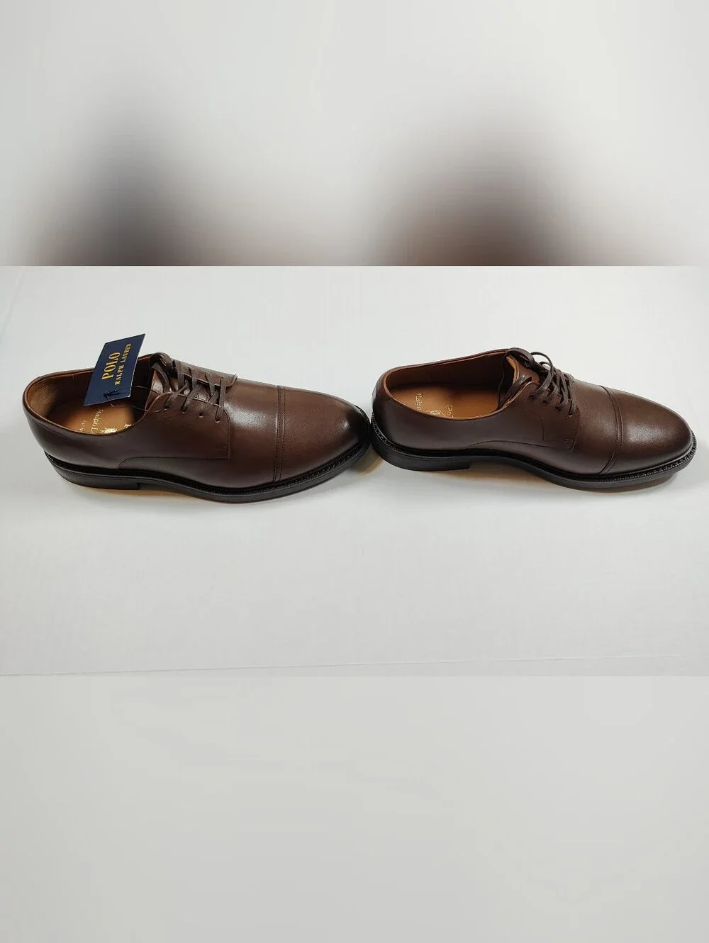 NWOB Polo Ralph Lauren Men's Asher Captoe Oxford Brown Leather Shoe US 10
